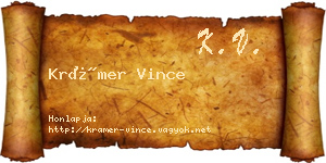 Krámer Vince névjegykártya